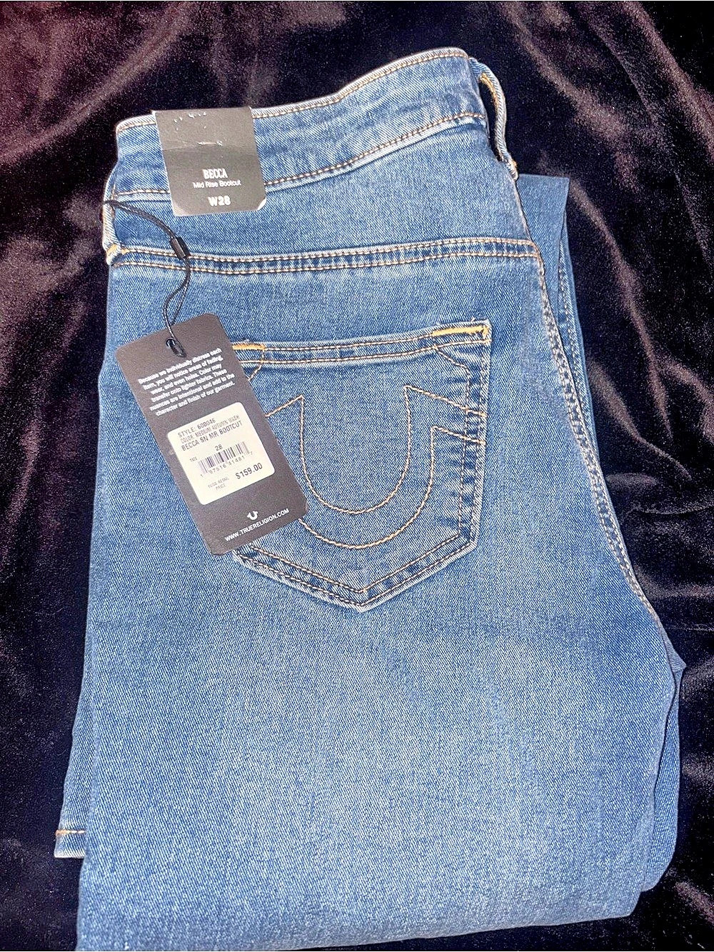 True Religion Becca Mid Rise Bootcut Jeans Blue Waist 28